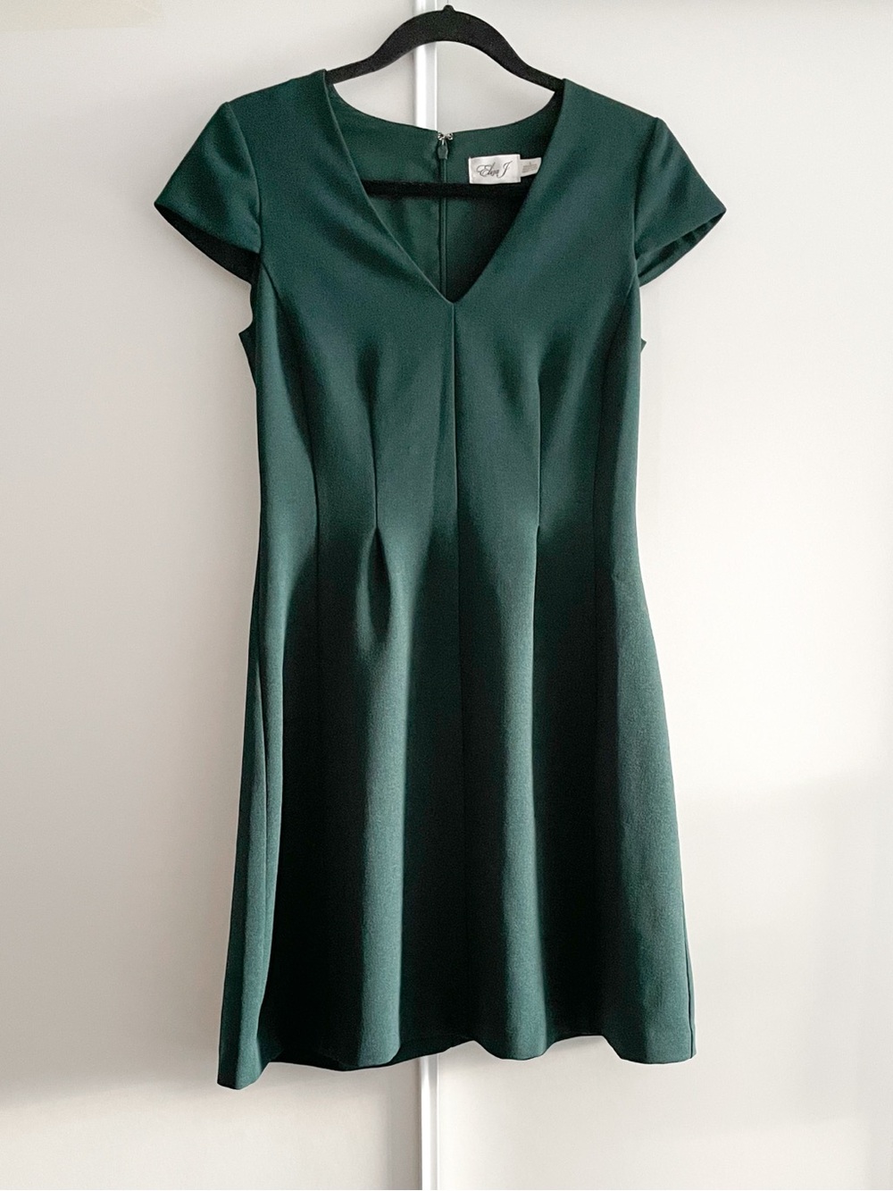Eliza J Emerald Green V-Neck Fit & Flare Dress